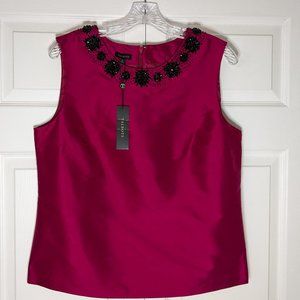 Talbots- Red Sleeveless 100% Silk Blouse- NWT Size 12